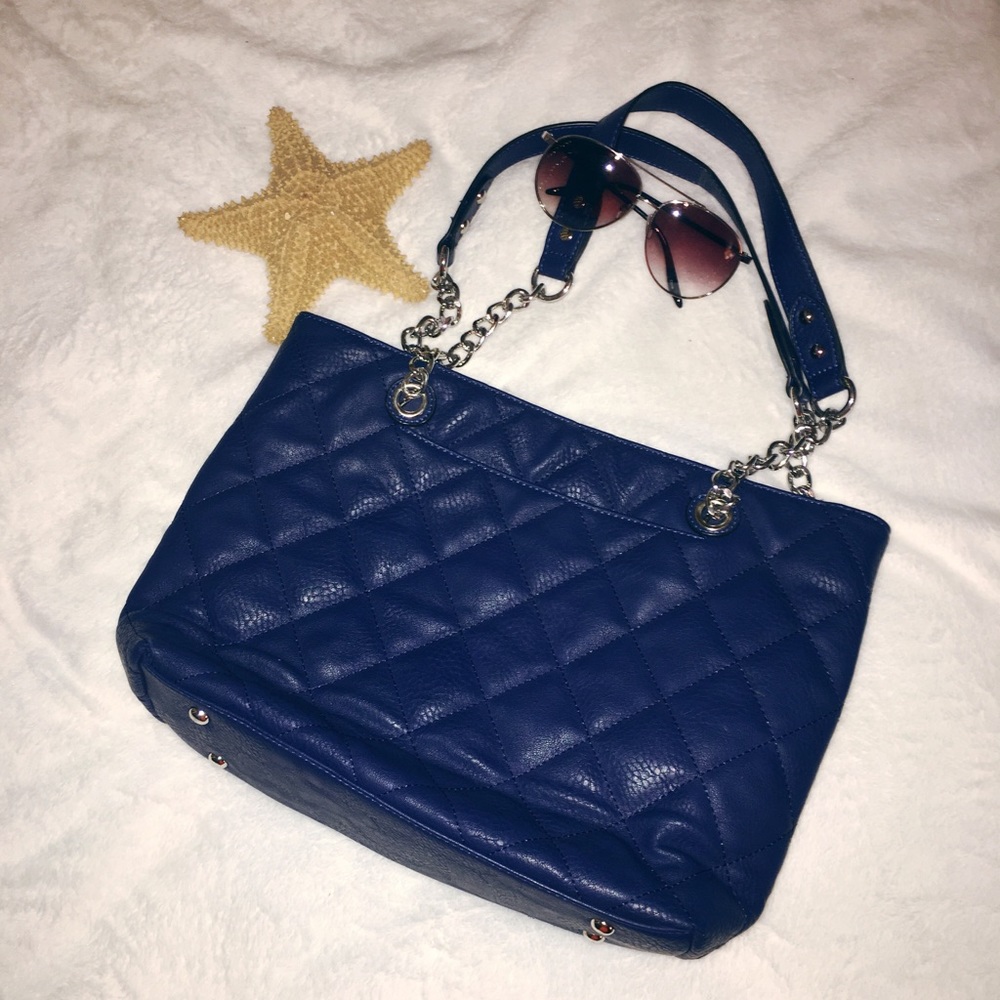 Blue Quilted Shoulder Bag